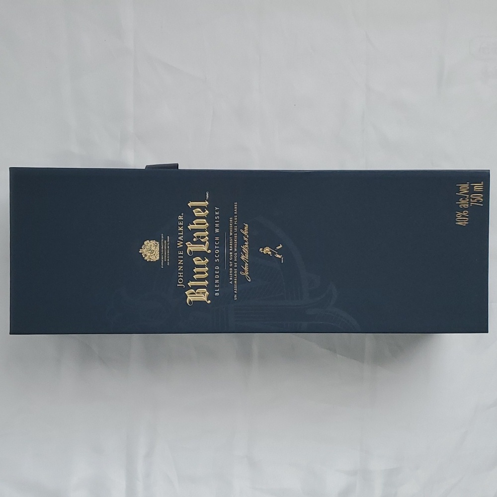 Johnnie Walker Blue Label box and empty bottle